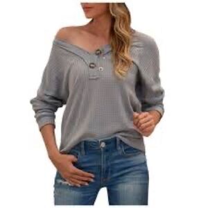 ⭐️WOMEN'S Fashion Long Sleeve Knit Casual V-Neck Button Loose Top⭐️